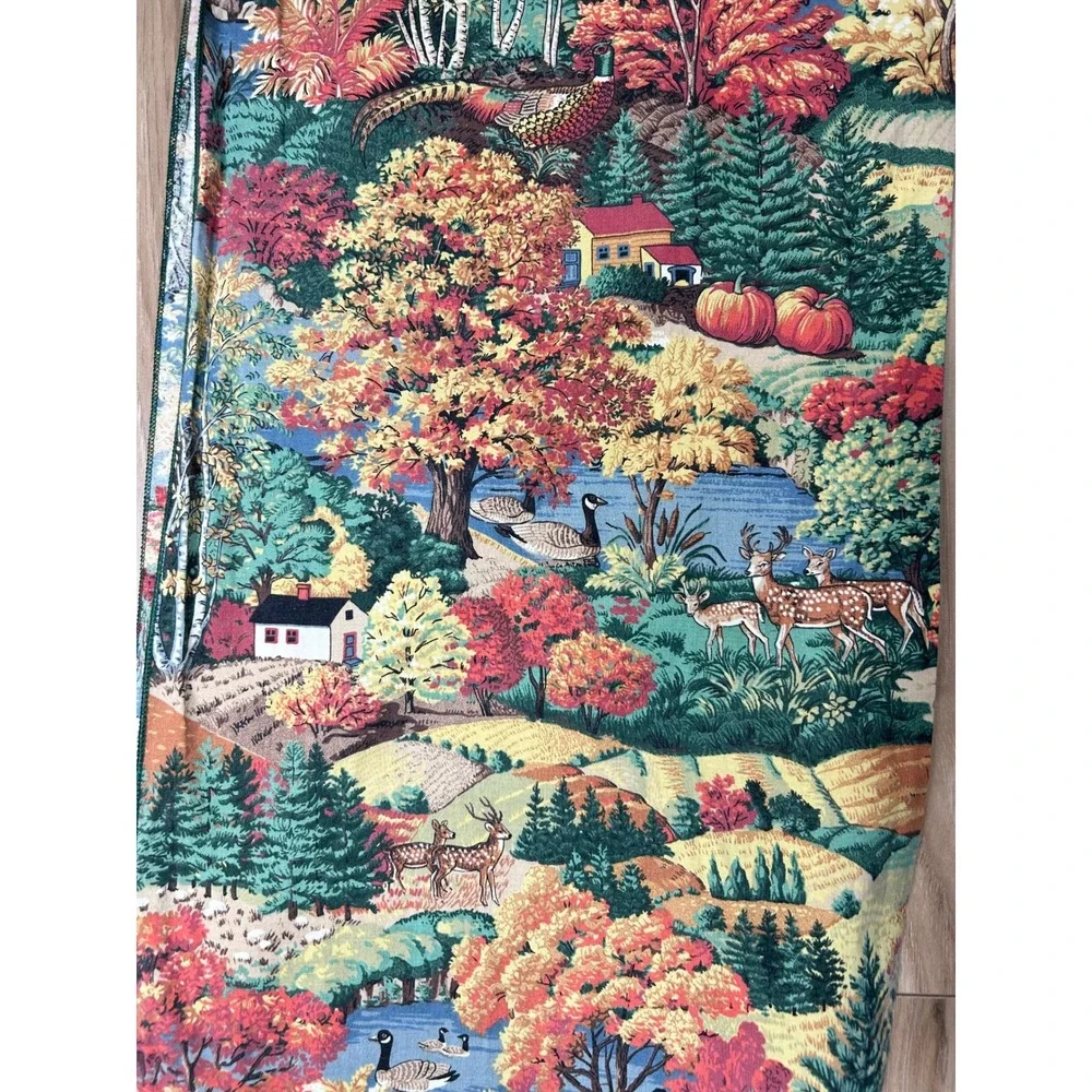 VTG Table Runner Autumn Scene Fall Tassel Handmade? Cabincore Country Americana